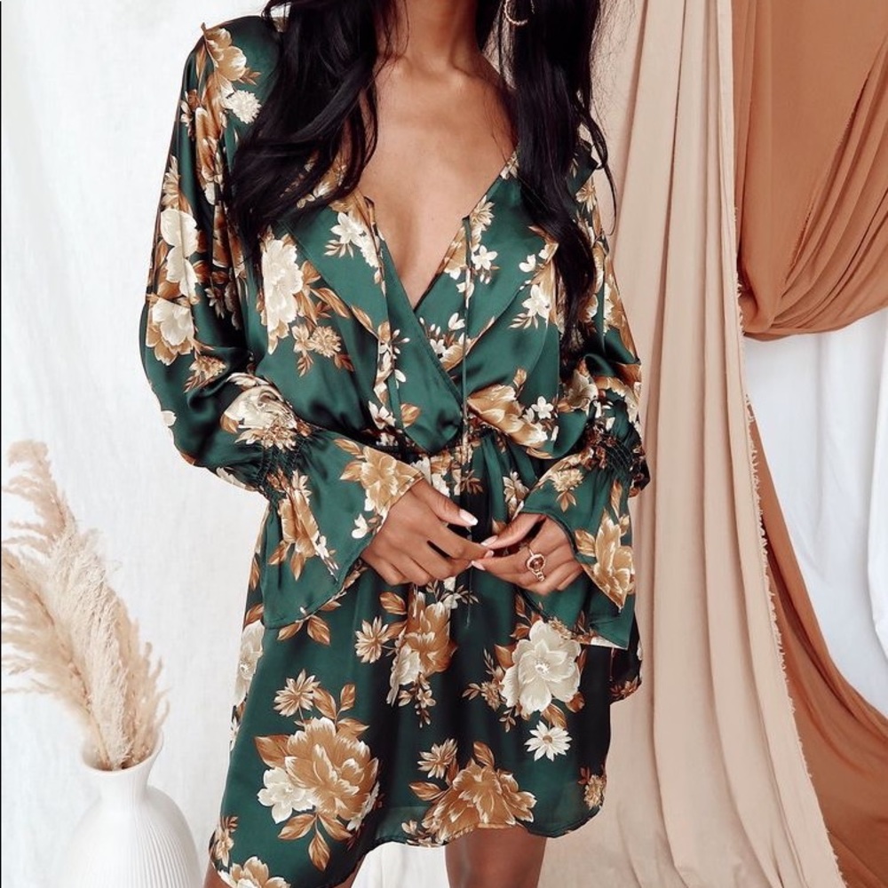 Solvang Floral Green Dress